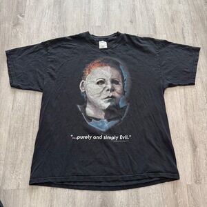 Vintage Halloween Michael Myers Movie Graphic T-Shirt XL Black M&O Knits Evil